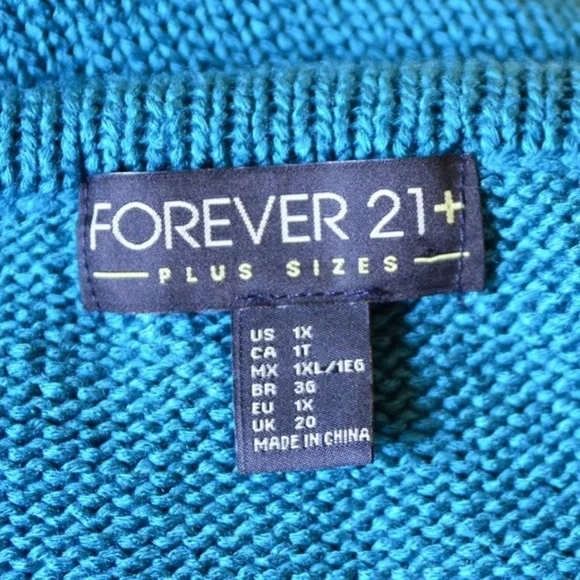 Forever 21 Teal Crew Neck Sweater - Picture 3 of 4